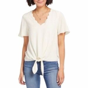 Evereve Allison Joy Scallop Neck Top, size S, EUC